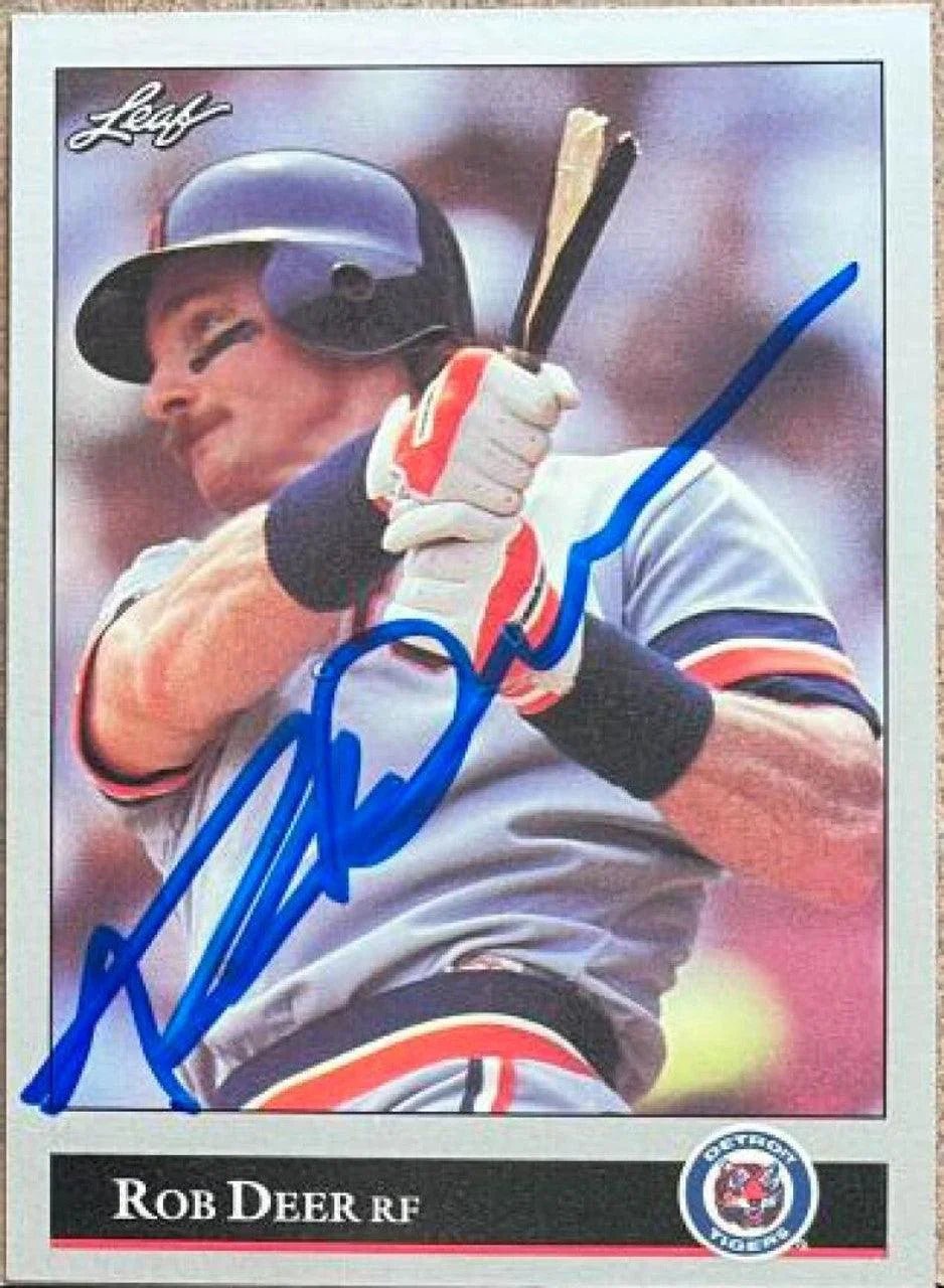 Rob Deer Signed 1992 Leaf Baseball Card - Detroit Tigers
