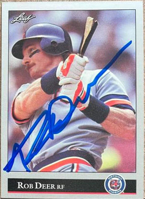 Rob Deer Signed 1992 Leaf Baseball Card - Detroit Tigers - PastPros