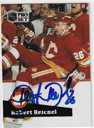 Robert Reichel Signed 1991-92 Pro Set Hockey Card - Calgary Flames