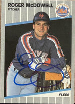 Roger McDowell Signed 1989 Fleer Baseball Card - New York Mets #43