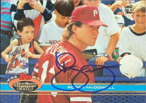 Roger McDowell Signed 1991 Stadium Club Baseball Card - Philadelphia Phillies #506
