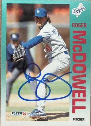 Roger McDowell Signed 1992 Fleer Baseball Card - Los Angeles Dodgers #464