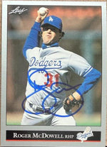 Roger McDowell Signed 1992 Leaf Baseball Card - Los Angeles Dodgers #58