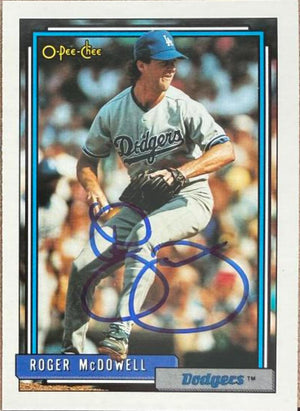 Roger McDowell Signed 1992 O-Pee-Chee Baseball Card - Los Angeles Dodgers #713