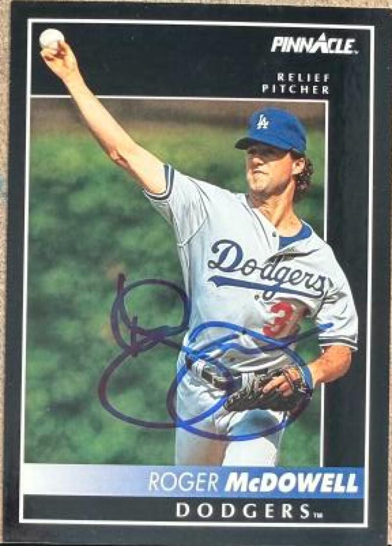 Roger McDowell Signed 1992 Pinnacle Baseball Card - Los Angeles Dodgers #445