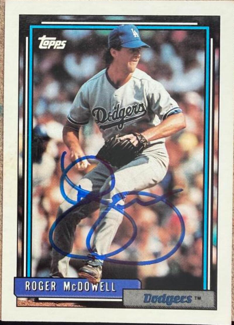 Roger McDowell Signed 1992 Topps Baseball Card - Los Angeles Dodgers #713