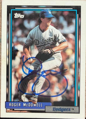 Roger McDowell Signed 1992 Topps Baseball Card - Los Angeles Dodgers #713