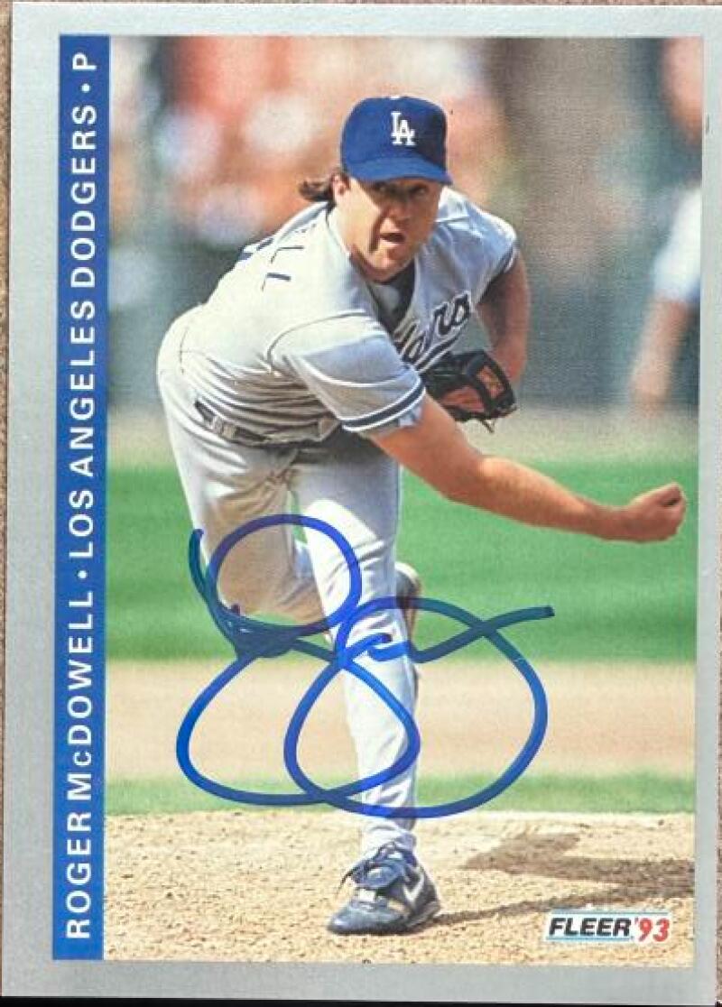 Roger McDowell Signed 1993 Fleer Baseball Card - Los Angeles Dodgers #451