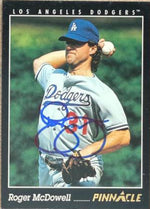 Roger McDowell Signed 1993 Pinnacle Baseball Card - Los Angeles Dodgers #528