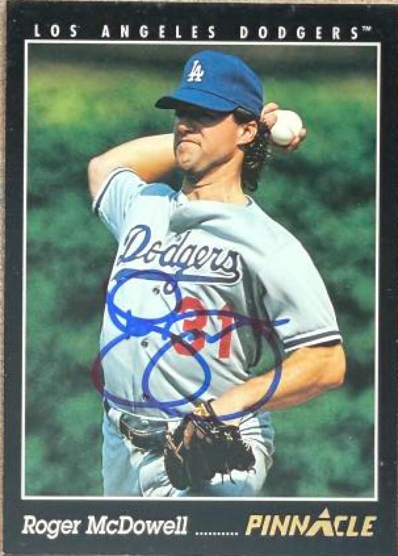 Roger McDowell Signed 1993 Pinnacle Baseball Card - Los Angeles Dodgers #528