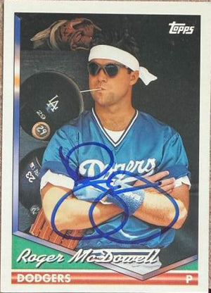 Roger McDowell Signed 1994 Topps Baseball Card - Los Angeles Dodgers #296