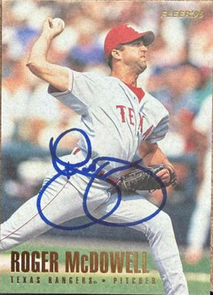 Roger McDowell Signed 1996 Fleer Baseball Card - Texas Rangers #253