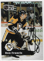 Ron Francis Signed 1991 - 92 Pro Set Hockey Card - Pittsburgh Penguins - PastPros