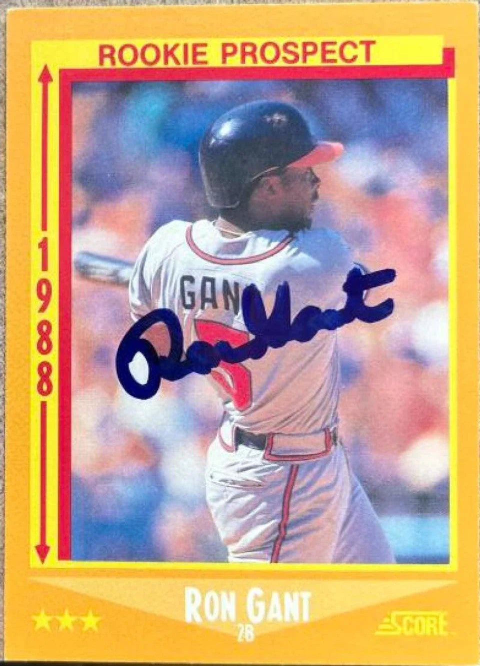 Ron Gant Signed 1988 Score Baseball Card - Atlanta Braves