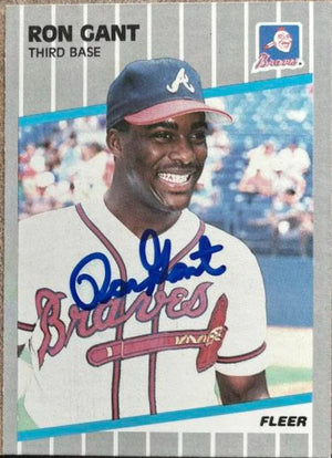 Ron Gant Signed 1989 Fleer Baseball Card - Atlanta Braves