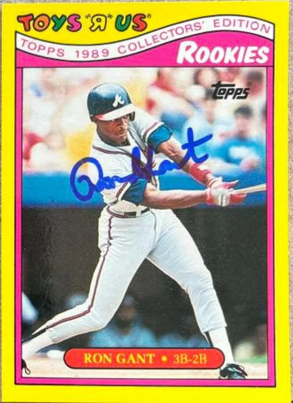 Ron Gant Signed 1989 Topps Toys 'R Us Rookies Baseball Card - Atlanta Braves