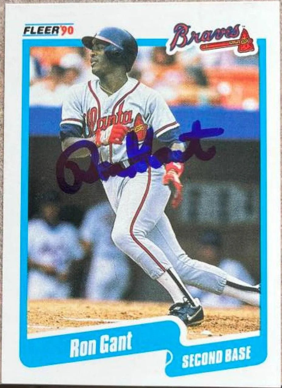 Ron Gant Signed 1990 Fleer Baseball Card - Atlanta Braves
