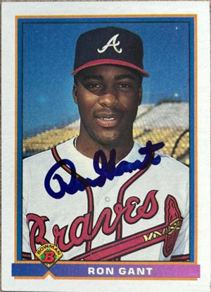 Ron Gant Signed 1991 Bowman Baseball Card - Atlanta Braves - PastPros