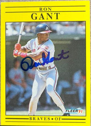 Ron Gant Signed 1991 Fleer Baseball Card - Atlanta Braves - PastPros