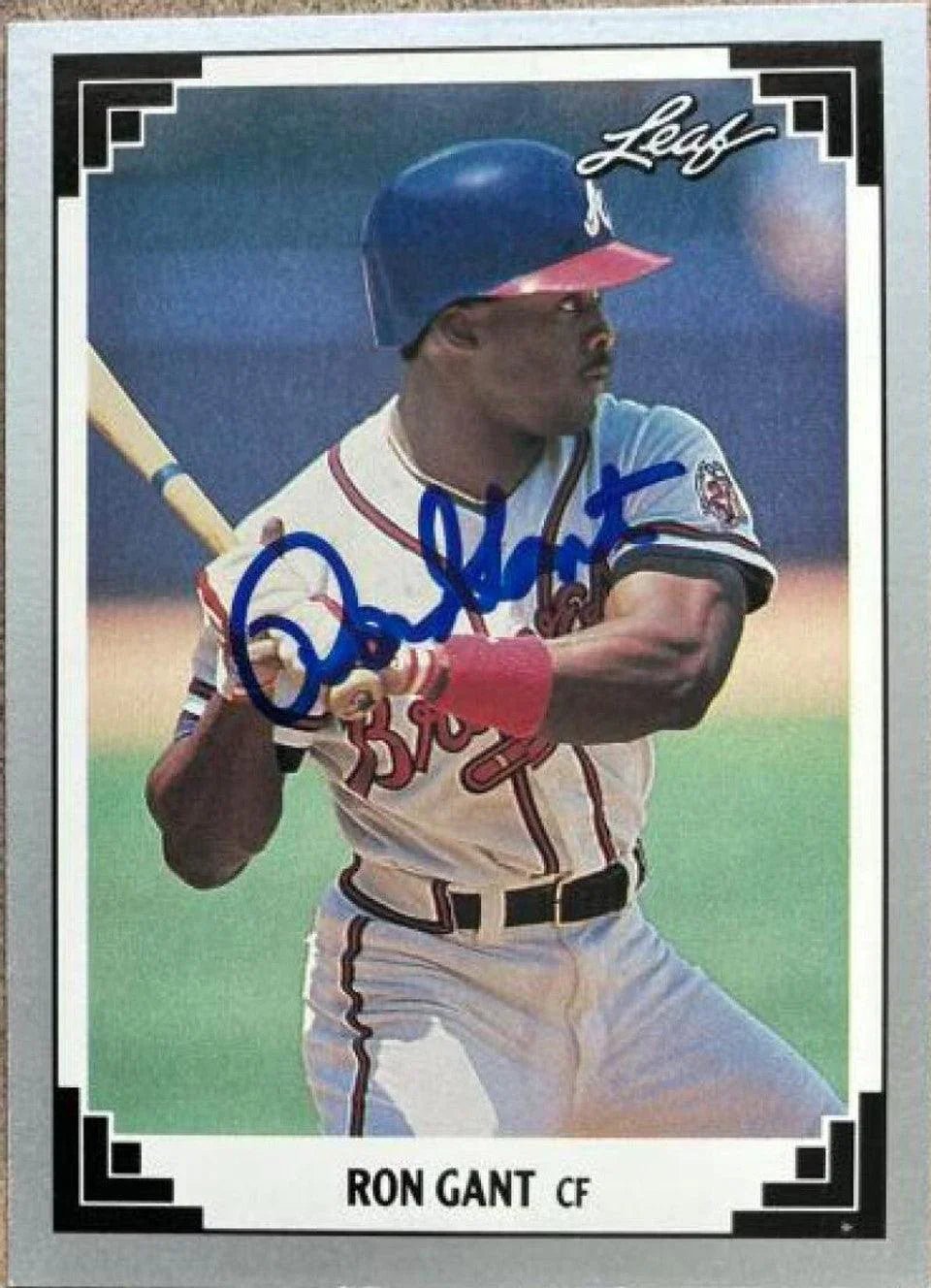 Ron Gant Signed 1991 Leaf Baseball Card - Atlanta Braves