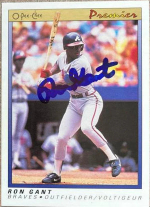 Ron Gant Signed 1991 O-Pee-Chee Premier Baseball Card - Atlanta Braves