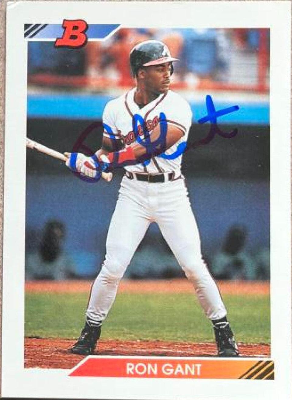 Ron Gant Signed 1992 Bowman Baseball Card - Atlanta Braves - PastPros