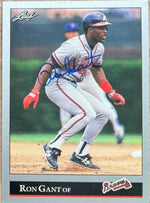 Ron Gant Signed 1992 Leaf Baseball Card - Atlanta Braves