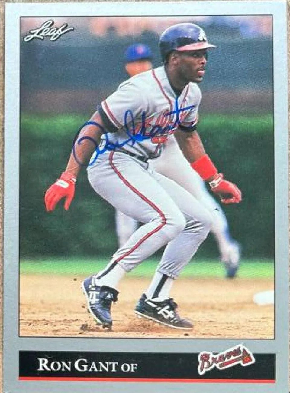 Ron Gant Signed 1992 Leaf Baseball Card - Atlanta Braves
