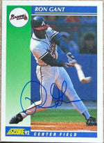 Ron Gant Signed 1992 Score Baseball Card - Atlanta Braves