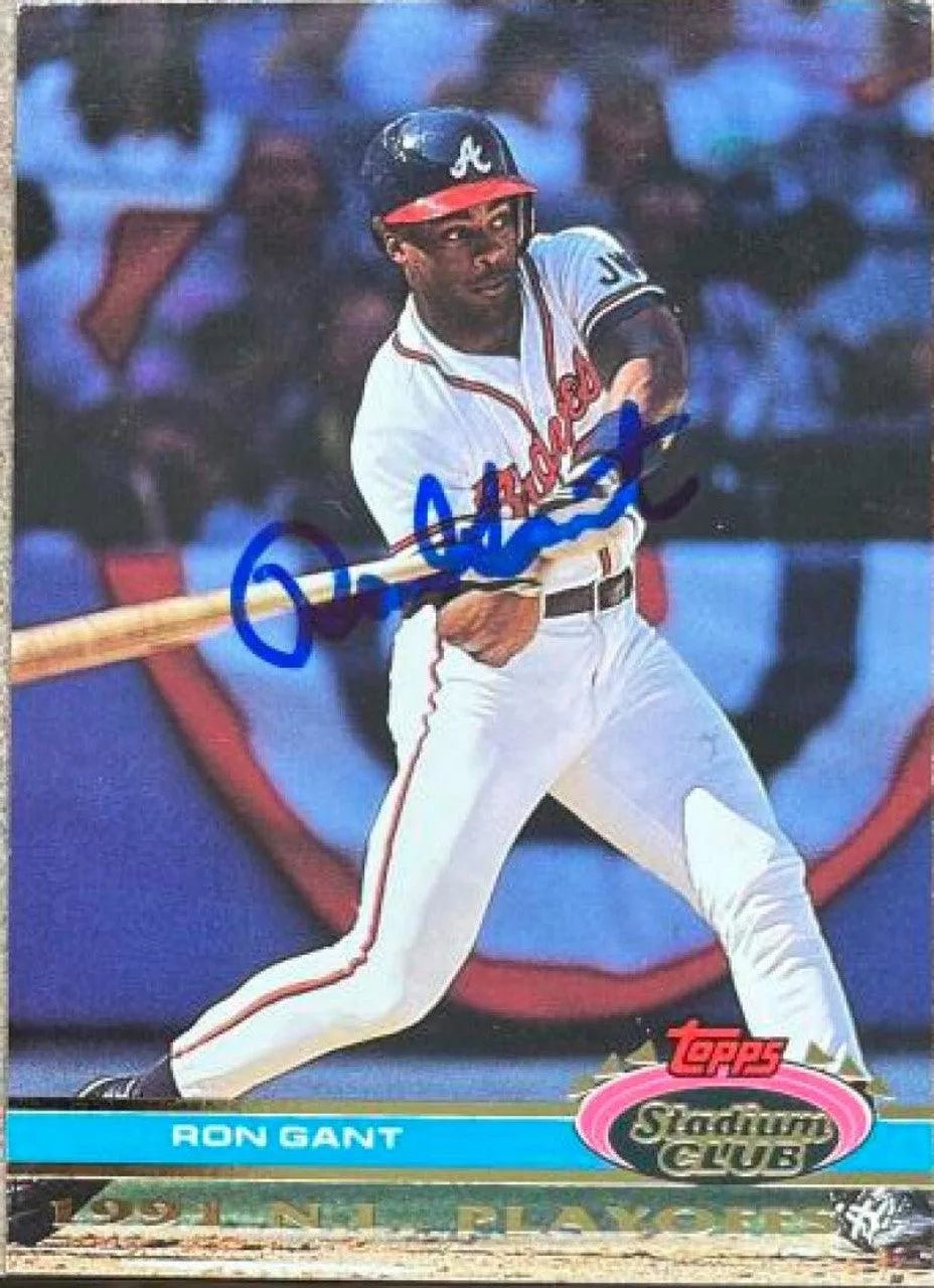 Ron Gant Signed 1992 Stadium Club Dome Baseball Card - Atlanta Braves