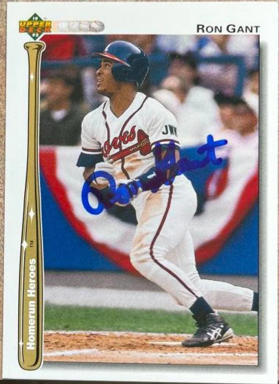 Ron Gant Signed 1992 Upper Deck Home Run Heroes Baseball Card - Atlanta Braves