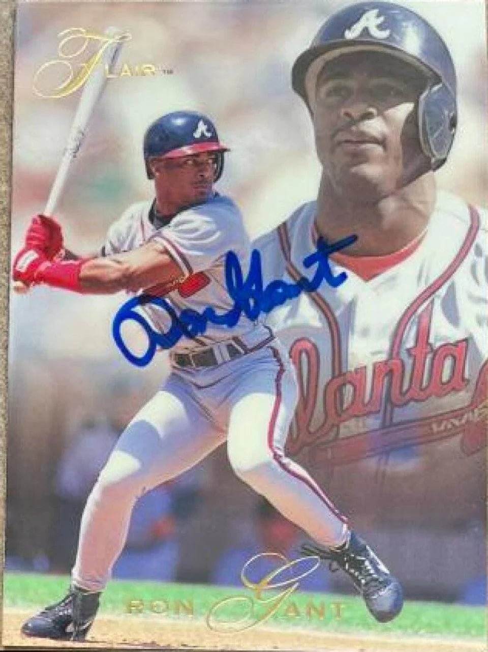 Ron Gant Signed 1993 Flair Baseball Card - Atlanta Braves