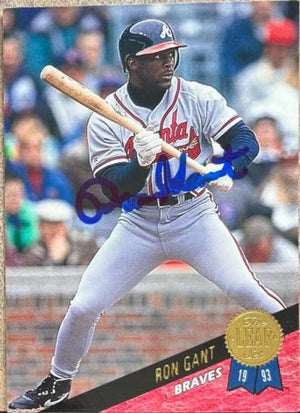 Ron Gant Signed 1993 Leaf Baseball Card - Atlanta Braves