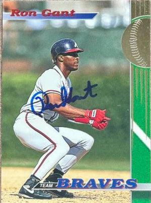 Ron Gant Signed 1993 Stadium Club Team Baseball Card - Atlanta Braves