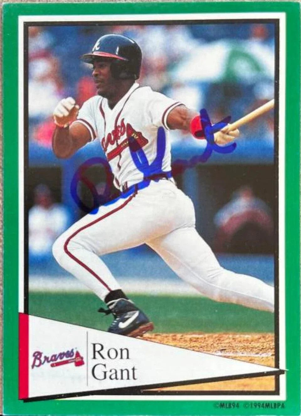 Ron Gant Signed 1994 Panini Stickers Baseball Card - Atlanta Braves