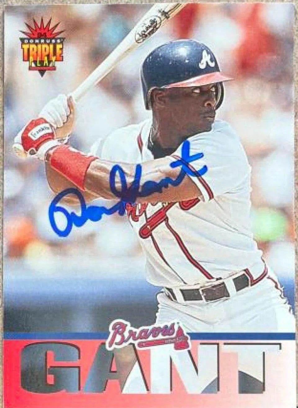 Ron Gant Signed 1994 Triple Play Baseball Card - Atlanta Braves