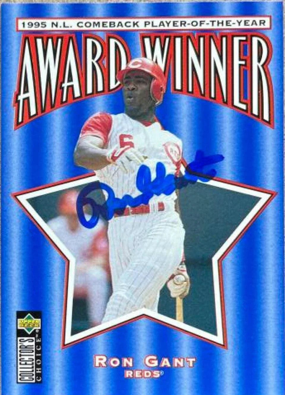 Ron Gant Signed 1996 Collector's Choice Award Winner Baseball Card - Cincinnati Reds