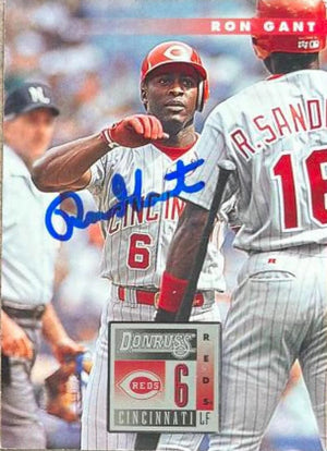 Ron Gant Signed 1996 Donruss Baseball Card - Cincinnati Reds