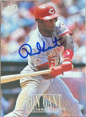 Ron Gant Signed 1996 Fleer Ultra Baseball Card - Cincinnati Reds - PastPros