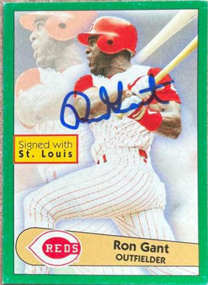 Ron Gant Signed 1996 Panini Stickers Baseball Card - Cincinnati Reds - PastPros