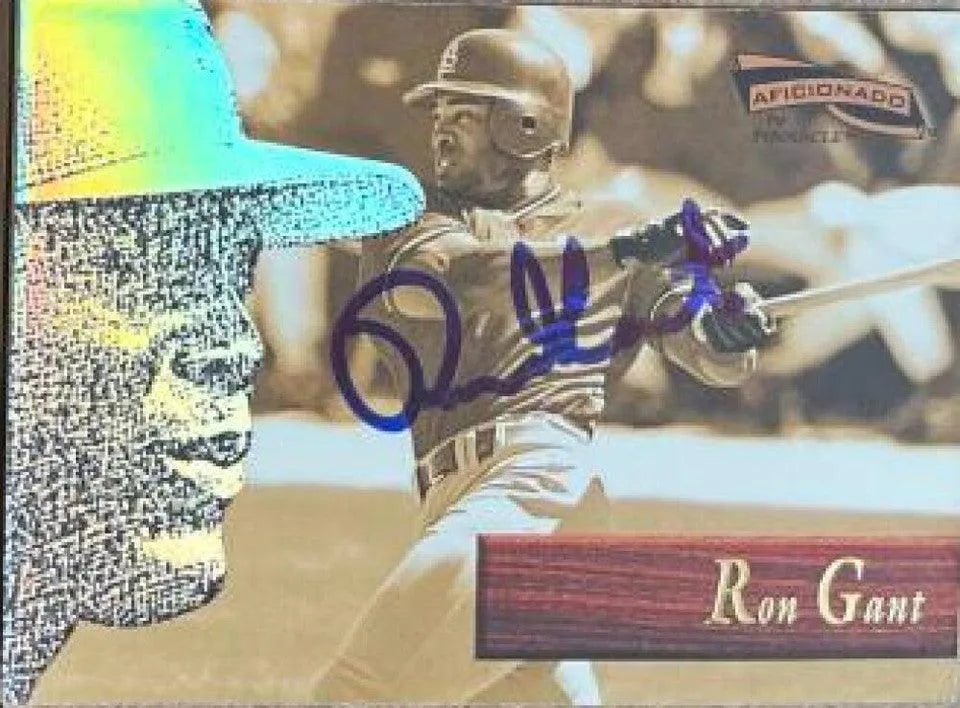 Ron Gant Signed 1996 Pinnacle Aficionado Baseball Card - St Louis Cardinals