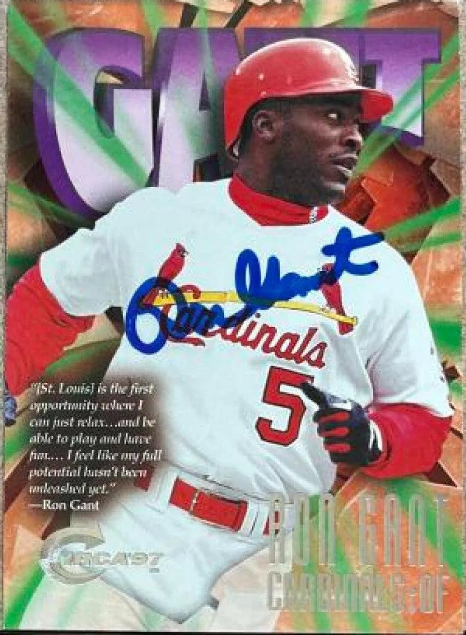 Ron Gant Signed 1997 Circa Baseball Card - St Louis Cardinals