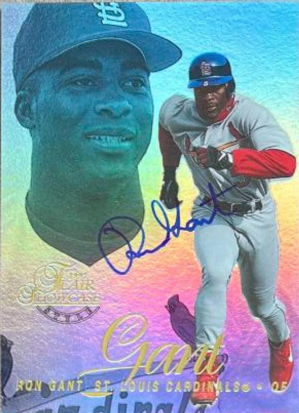 Ron Gant Signed 1997 Flair Showcase Baseball Card - St Louis Cardinals