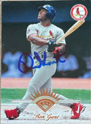 Ron Gant Signed 1997 Leaf Baseball Card - St Louis Cardinals