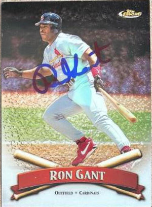 Ron Gant Signed 1998 Topps Finest Baseball Card - St Louis Cardinals - PastPros