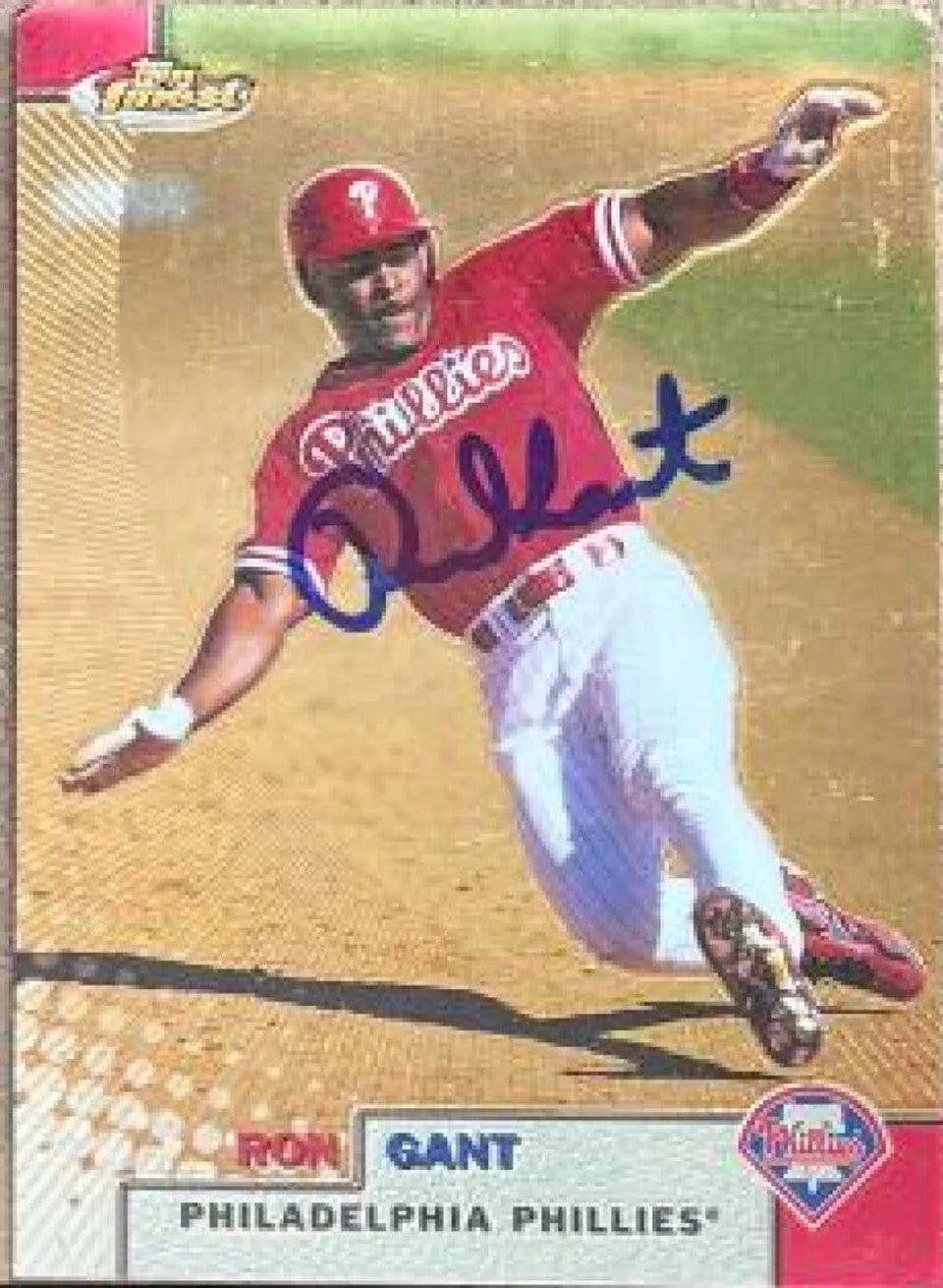 Ron Gant Signed 1999 Topps Finest Baseball Card - Philadelphia Phillies
