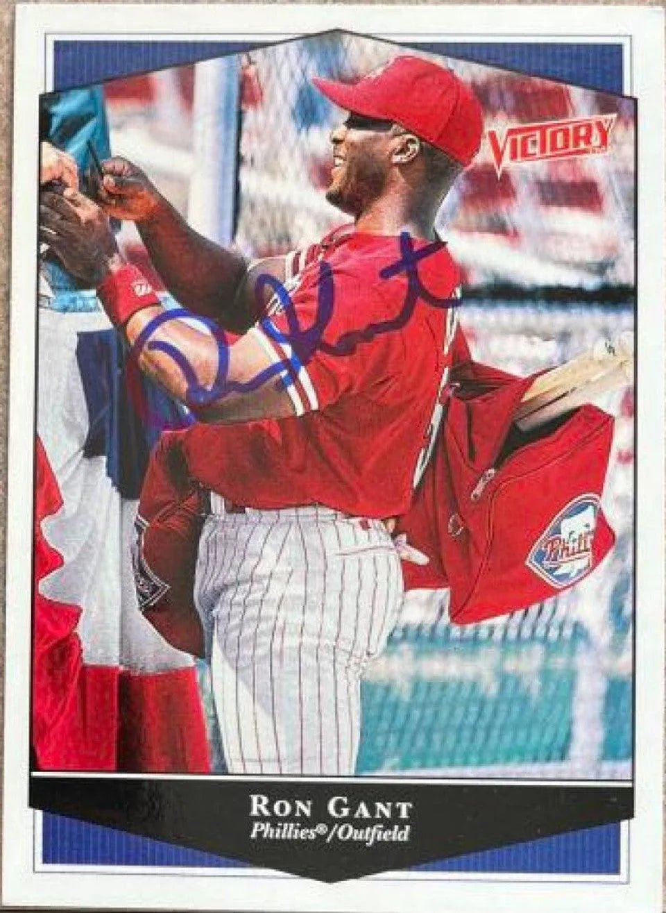 Ron Gant Signed 1999 Upper Deck Victory Baseball Card - Philadelphia Phillies