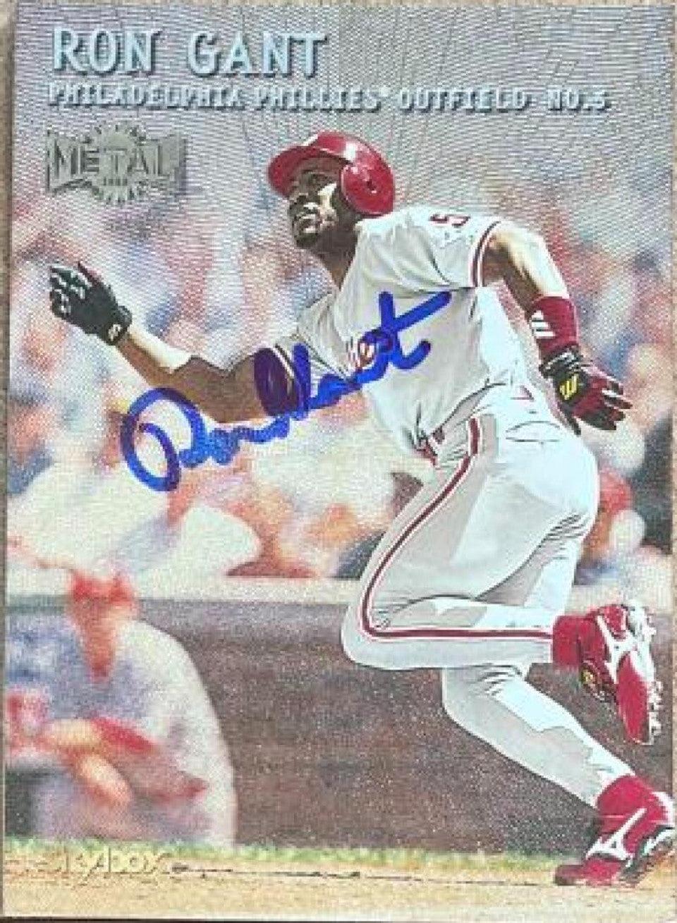 Ron Gant Signed 2000 Metal Baseball Card - Philadelphia Phillies - PastPros