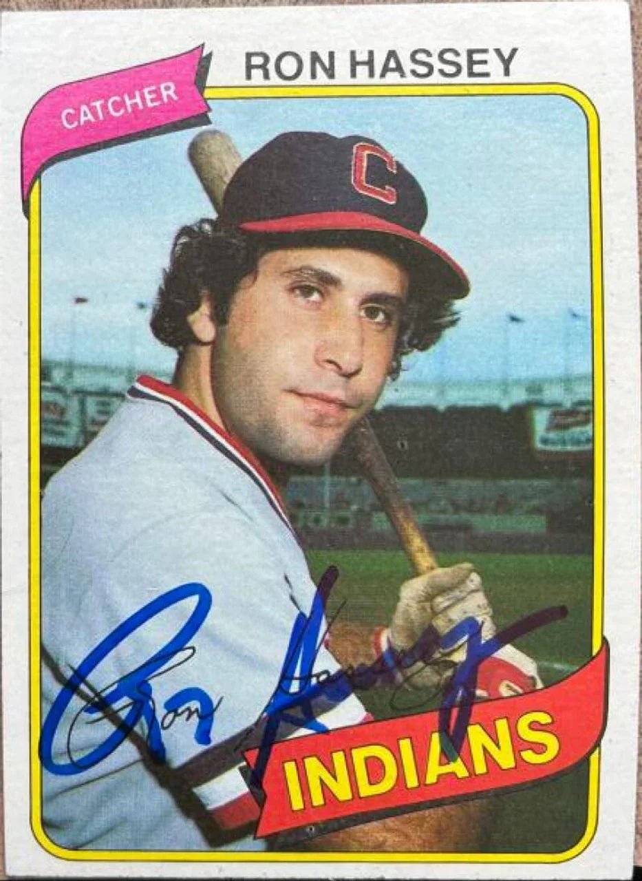 Ron Hassey Signed 1980 Topps Baseball Card - Cleveland Indians