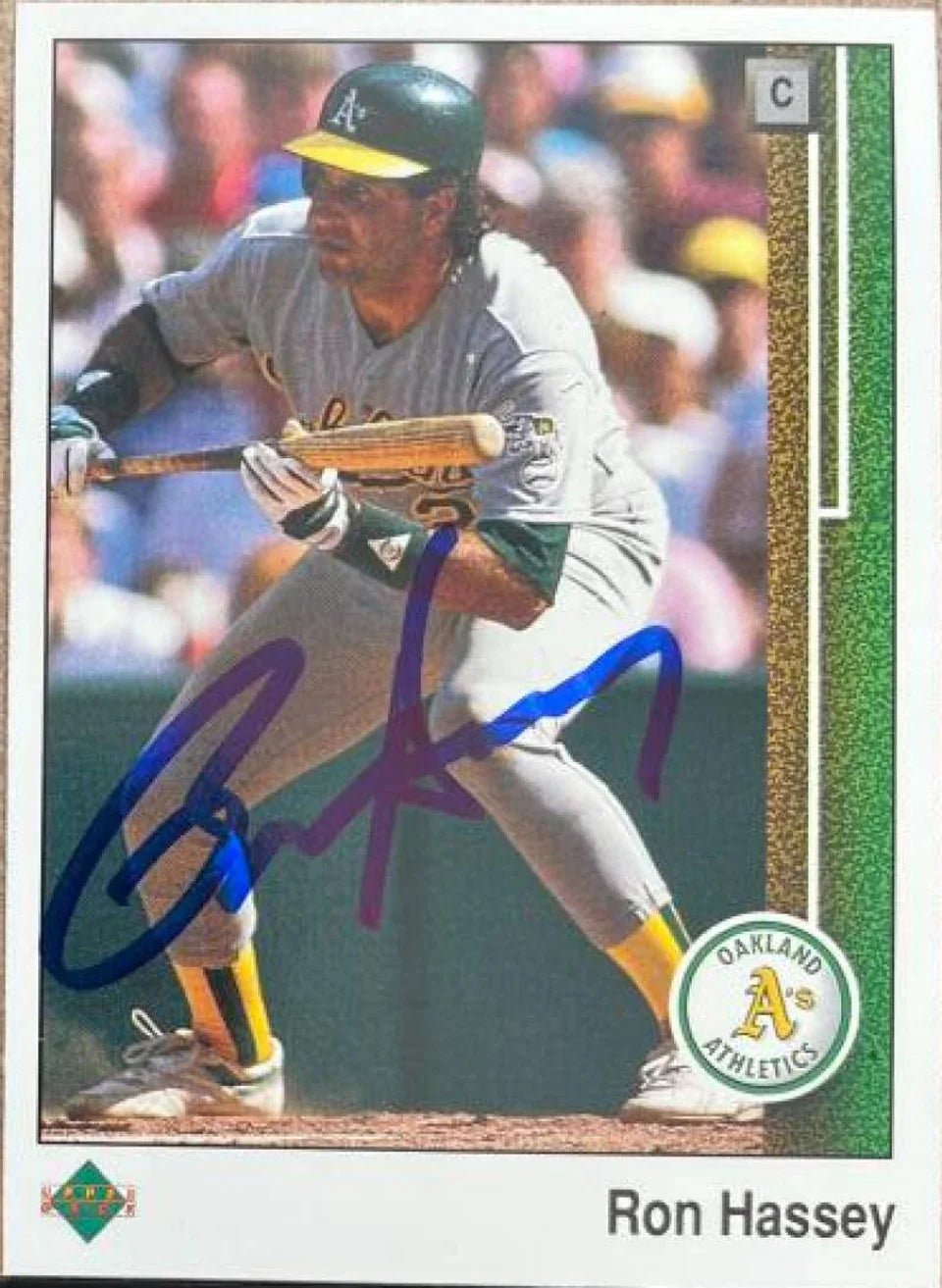 Ron Hassey Signed 1989 Upper Deck Baseball Card - Oakland A's